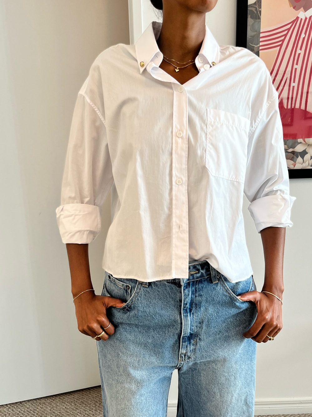 Zara Cream Button-Up Shirt
